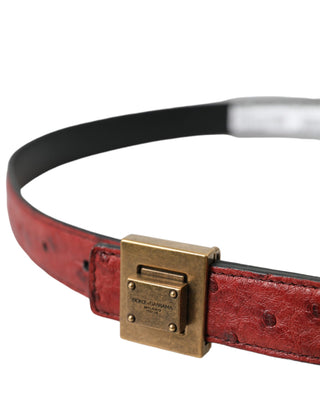 Dolce &amp; Gabbana Brown Leather Square Metal Buckle Belt