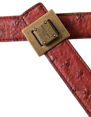 Dolce &amp; Gabbana Brown Leather Square Metal Buckle Belt