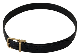 Dolce &amp; Gabbana Black Exotic Leather Gold Metal Buckle Belt