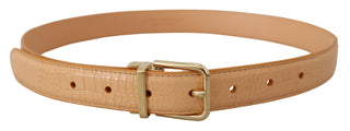 Dolce &amp; Gabbana Beige Exotic Leather Gold Metal Buckle Belt