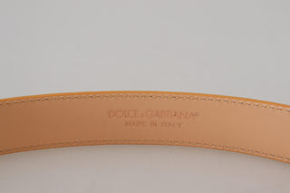 Dolce &amp; Gabbana Beige Exotic Leather Gold Metal Buckle Belt