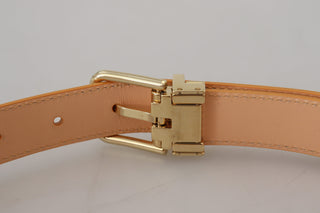 Dolce &amp; Gabbana Beige Exotic Leather Gold Metal Buckle Belt