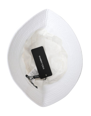 Dolce &amp; Gabbana White Cotton Cap Bucket Capello Hat Men