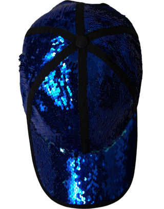 Dolce &amp; Gabbana Royal Blue Sequin Baseball Hat Men