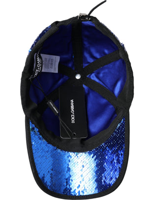 Dolce &amp; Gabbana Royal Blue Sequin Baseball Hat Men