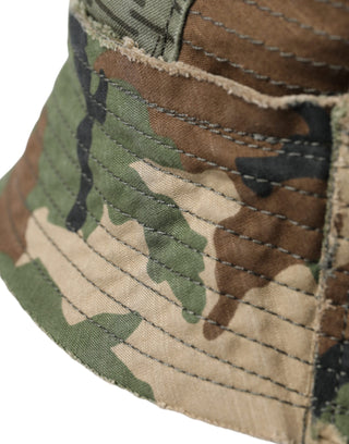 Dolce &amp; Gabbana Green Camouflage Cotton Bucket Hat Men