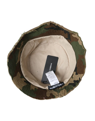 Dolce &amp; Gabbana Green Camouflage Cotton Bucket Hat Men