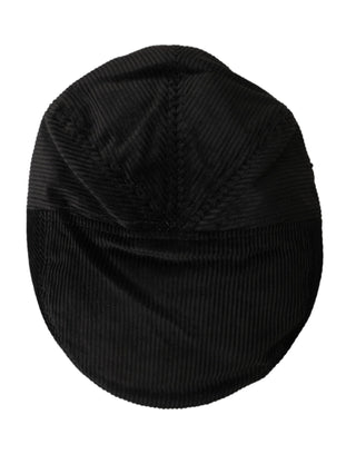 Dolce &amp; Gabbana Black Corduroy Crown Newsboy Hat Men