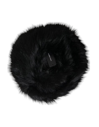 Dolce &amp; Gabbana Black Faux Fur Womens Bucket Hat