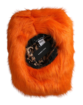 Dolce &amp; Gabbana Orange Faux Fur Polyester Fedora Hat