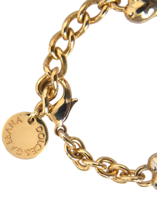 Dolce &amp; Gabbana Gold Tone Brass Chain MY DOG Heart Bracelet