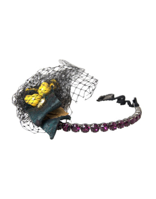 Dolce &amp; Gabbana Black Lemons Sicily Purple Crystal Net Headband Diadem