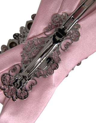 Dolce & Gabbana Pink Satin Crystal Jewelry Brooch Hair Pin