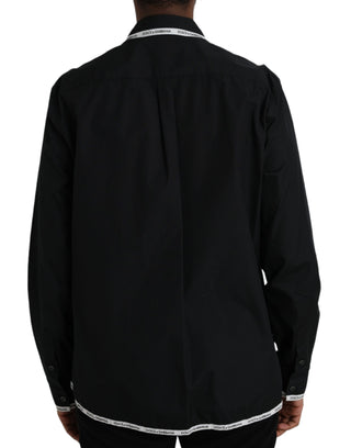 Dolce & Gabbana Black Collared Long Sleeve Cotton Casual Shirt