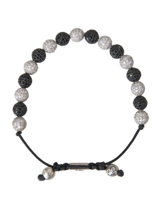 Nialaya CZ Crystal Ball Black White Beaded Bracelet