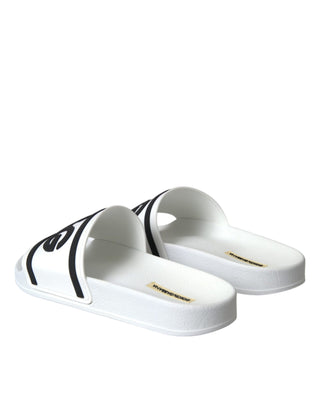 Dolce &amp; Gabbana White Black Sandals Rubber Beachwear Shoes