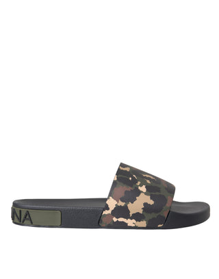 Dolce &amp; Gabbana Multicolor Camouflage Leather Beachwear Men Shoes