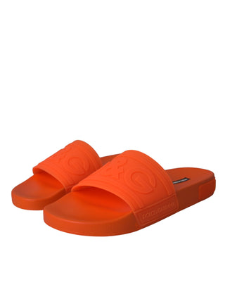 Dolce &amp; Gabbana Orange Rubber Slides Sandals Beachwear Shoes