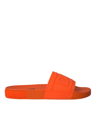 Dolce &amp; Gabbana Orange Rubber Slides Sandals Beachwear Shoes