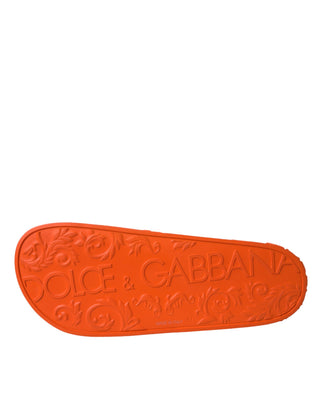 Dolce &amp; Gabbana Orange Rubber Slides Sandals Beachwear Shoes