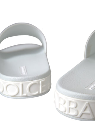 Dolce &amp; Gabbana White Rubber Slides Sandals Beachwear Shoes