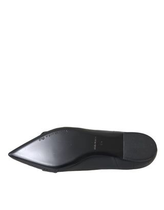 Dolce &amp; Gabbana Black Devotion Leather Pointy Flats Shoes