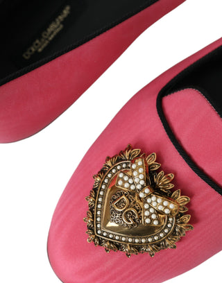 Dolce &amp; Gabbana Pink Velvet Slip On Loafers Flats Shoes