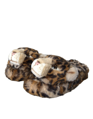 Dolce &amp; Gabbana Brown Tiger Slippers Flats Sandals Shoes