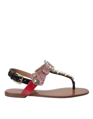 Dolce &amp; Gabbana Multicolor Crystal Sandals Flip Flops Shoes