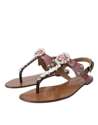 Dolce &amp; Gabbana Multicolor Crystal Sandals Flip Flops Shoes