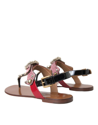 Dolce &amp; Gabbana Multicolor Crystal Sandals Flip Flops Shoes