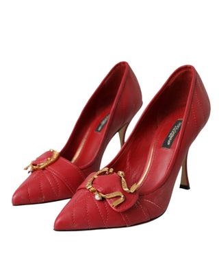 Dolce &amp; Gabbana Red Devotion Leather Heels Pumps Shoes