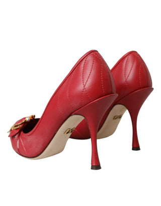 Dolce &amp; Gabbana Red Devotion Leather Heels Pumps Shoes