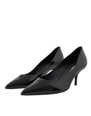 Dolce &amp; Gabbana Black Patent Leather Heels Pumps Shoes