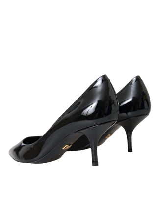 Dolce &amp; Gabbana Black Patent Leather Heels Pumps Shoes