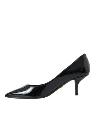 Dolce &amp; Gabbana Black Patent Leather Heels Pumps Shoes