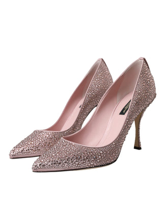 Dolce &amp; Gabbana Pink Strass Crystal Heels Pumps Shoes