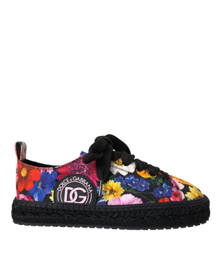 Dolce & Gabbana Multicolor Canvas Floral Espadrilles Sneakers Shoes