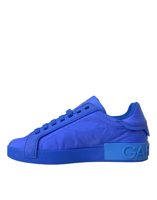 Dolce & Gabbana Blue Leather Fabric Low Top Sneakers Shoes