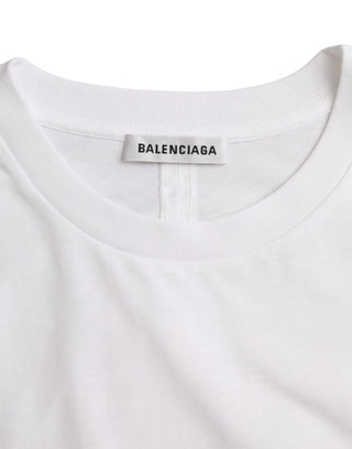 Balenciaga White Cotton Crew Neck Short Sleeves T-shirt