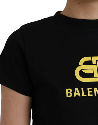 Balenciaga Black Cotton Logo Crew Neck Short Sleeves T-shirt