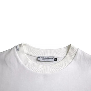 Dolce & Gabbana White Cotton Logo Pullover Sweatshirt Sweater