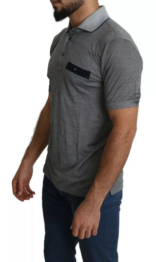 Dolce & Gabbana Gray Collared Silk Polo Top Shirt T-shirt