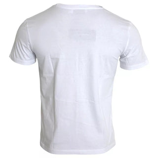 Dolce & Gabbana White Logo Print Cotton Crew Neck Mens Top T-shirt