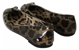 Dolce &amp; Gabbana Brown Leopard Ballerina Flats Leather Shoes