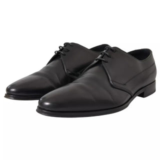 Dolce & Gabbana Black Leather Derby Formal Dress Men Shoes