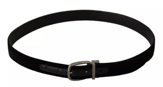 Dolce &amp; Gabbana Black Velvet Silver Tone Metal Buckle Belt