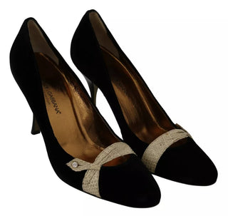 Dolce &amp; Gabbana Black Velvet Ayers High Heels Pumps Shoes