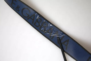 Dolce &amp; Gabbana Black Blue Leather Silver Metal Buckle Belt