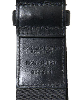 Dolce &amp; Gabbana Black Blue Leather Silver Metal Buckle Belt